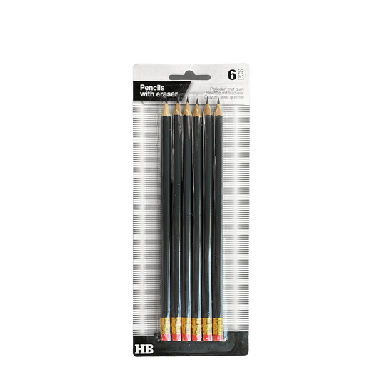 Potloden met gum hb 6 stuks