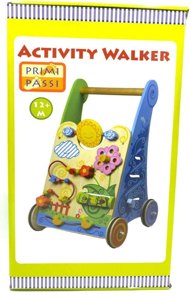 Jonotoys primi passi - houten loopwagen met activiteiten