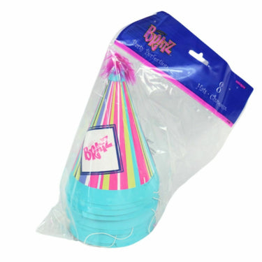 Bratz feesthoeden met elastiek 16 cm 8 stuks | 24 stuks