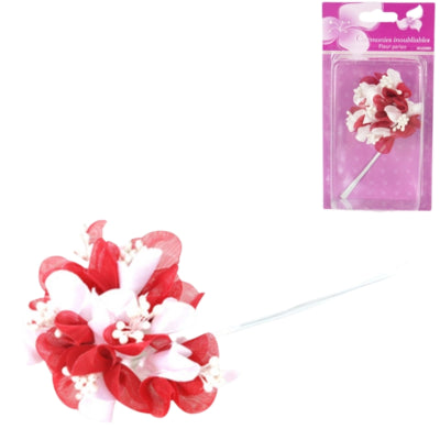 Afbeelding laden in galerijviewer, Decoratiebloem met parels rood 13 cm set van 6 | 24 stuks
