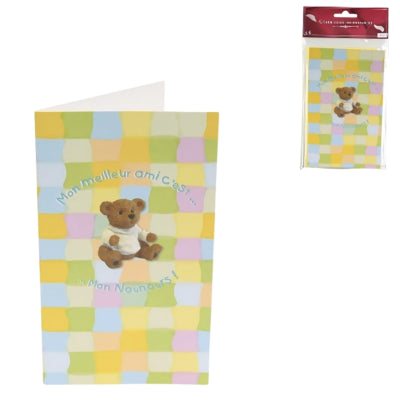 Kaarten teddybeer 17 cm diy set van 6 | 24 stuks