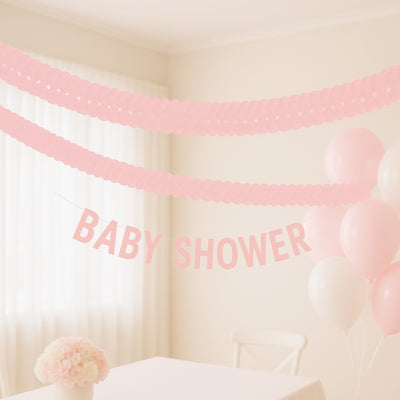 Slinger rond papier roze 3 m | 24 stuks