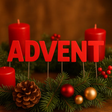 Abi decoratie kerst letterstekers advent zilverkleurig 8 cm | 24 stuks