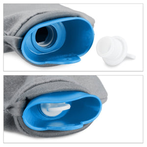 Relaxdays warmwater kruik met hoes blauw grijs 1,5 l | 12 stuks