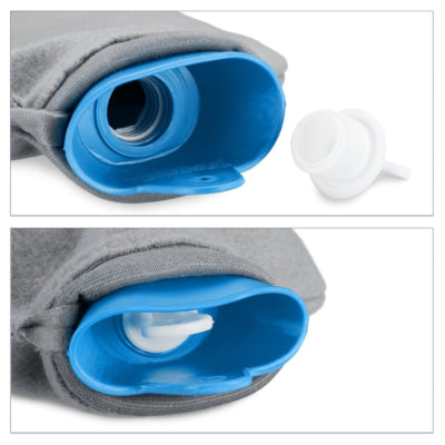 Afbeelding laden in galerijviewer, Relaxdays warmwater kruik met hoes blauw grijs 1,5 l | 12 stuks
