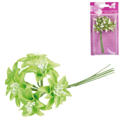 Afbeelding laden in galerijviewer, Decoratiebloem groen 13 cm set van 6 | 24 stuks
