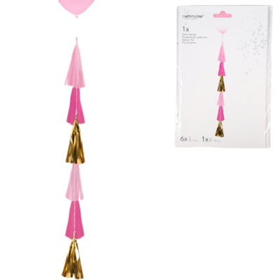 Afbeelding laden in galerijviewer, Amscan ballonslinger franje roze 70 cm | 10 stuks
