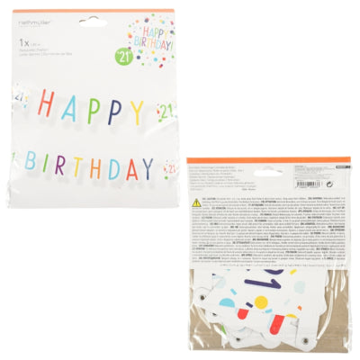Afbeelding laden in galerijviewer, Amscan letterslinger happy birthday 21 jaar confetti 180 cm | 40 stuks
