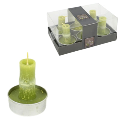 Theelichten bamboe groen 5 cm 6 stuks | 24 stuks