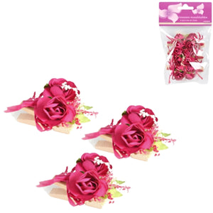Kunstbloem op knijper roze set van 6 | 24 stuks