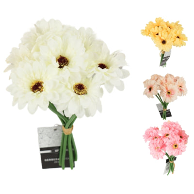 Kunstbloemen gerbera 7 bloemen 23 cm 4 assorti | 24 stuks