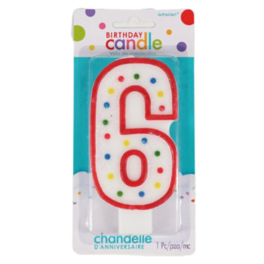 Amscan taartkaars cijfer 6 wit 13 cm | 24 stuks