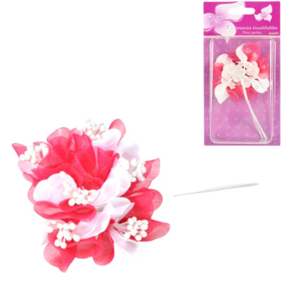 Afbeelding laden in galerijviewer, Decoratiebloem met parels roze 13 cm set van 6 | 24 stuks
