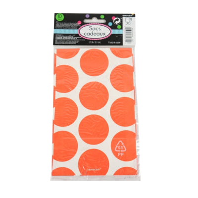Afbeelding laden in galerijviewer, Amscan geschenkverpakking orange wit 18 cm x 11 cm | 48 stuks
