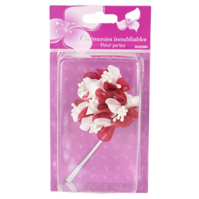 Afbeelding laden in galerijviewer, Decoratiebloem met parels rood 13 cm set van 6 | 24 stuks
