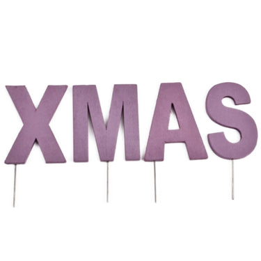 Abi decoratie kerst letterstekers xmas paars 8 cm | 24 stuks