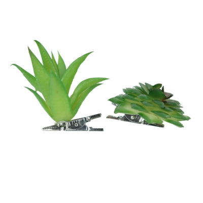 Kunst vetplant op clip groen 6,5 cm 2 assorti | 36 stuks