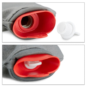 Relaxdays warmwater kruik met hoes rood grijs 1,5 l | 12 stuks