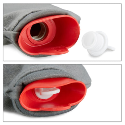 Afbeelding laden in galerijviewer, Relaxdays warmwater kruik met hoes rood grijs 1,5 l | 12 stuks
