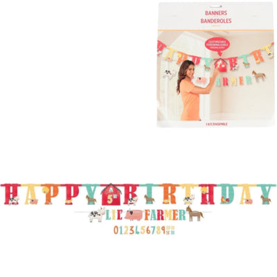 Afbeelding laden in galerijviewer, Amscan letterslinger happy birthday boerderij 300 cm | 12 stuks
