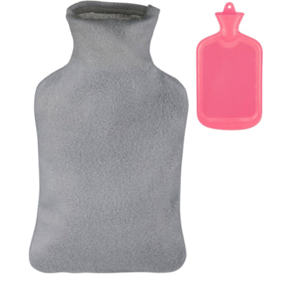 Afbeelding laden in galerijviewer, Relaxdays warmwater kruik met hoes roze grijs 2 l | 6 stuks
