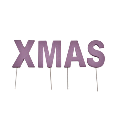 Abi decoratie kerst letterstekers xmas paars 5 cm | 24 stuks
