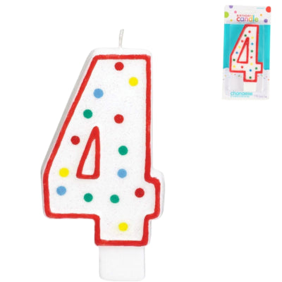 Afbeelding laden in galerijviewer, Amscan taartkaars cijfer 4 wit 13 cm | 24 stuks
