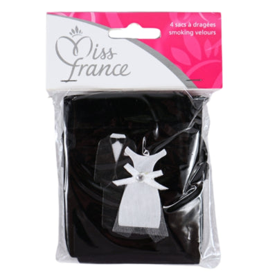 Fluwelen zakjes bruiloft 10 cm 4 stuks | 24 stuks