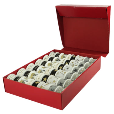 Horn cadeaulint zwart wit goudkleurig display 48 stuks | 2 stuks