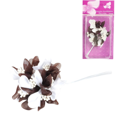 Afbeelding laden in galerijviewer, Decoratiebloem met parels bruin 13 cm set van 6 | 24 stuks
