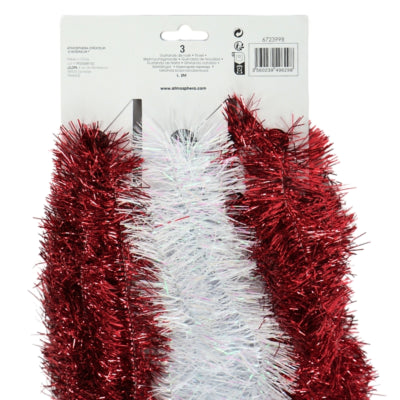 Afbeelding laden in galerijviewer, Folie slinger wit rood 200 cm set van 3 | 24 stuks
