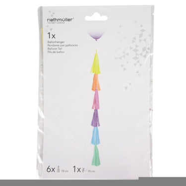 Amscan ballonslinger franje regenboogkleuren 70 cm | 10 stuks