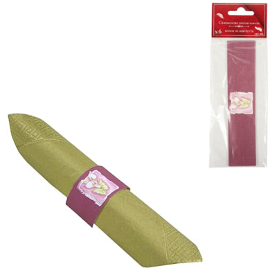 Servetring fleurs papier oudroze set van 6 | 48 stuks