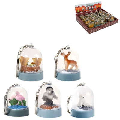 Afbeelding laden in galerijviewer, Kikkerland sleutelhanger sneeuwbol dieren 5 cm 5 assorti b-keus | 20 stuks
