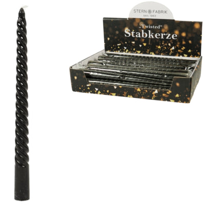 Stern fabrik dinerkaars twist zwart 2,2 x 25 cm | 36 stuks
