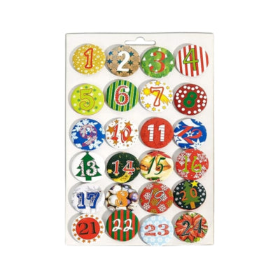Afbeelding laden in galerijviewer, Deco heitmann button adventskalender 4 cm set van 24 | 24 stuks
