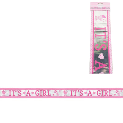 Afbeelding laden in galerijviewer, Amscan folie banner it s a girl 7,62 m | 36 stuks
