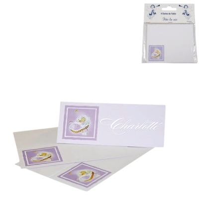 Tafelkaartjes baby wiegje lila 10 cm 6 stuks | 24 stuks