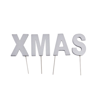 Abi decoratie kerst letterstekers xmas zilverkleurig 5 cm | 24 stuks