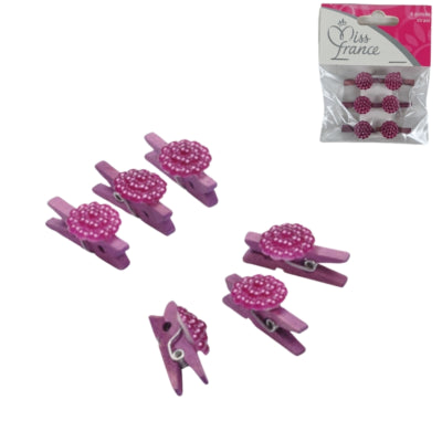 Afbeelding laden in galerijviewer, Miss france decoratie bloem op clip paars 2,5 cm set van 6 | 24 stuks
