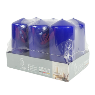 Gala stompkaarsen blauw 5,8 x 12,5 cm 6 stuks | 4 stuks