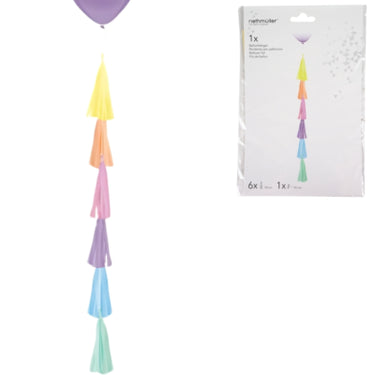 Amscan ballonslinger franje regenboogkleuren 70 cm | 10 stuks