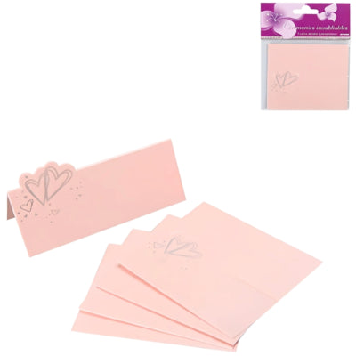 Tafelkaartjes heart roze 10 cm 5 stuks | 24 stuks