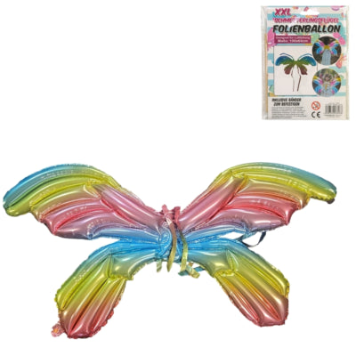 Folieballon vlinder vleugels regenboog 100 cm | 24 stuks