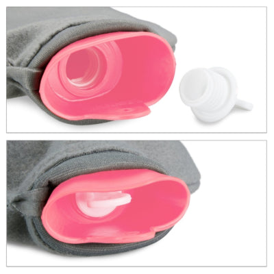 Afbeelding laden in galerijviewer, Relaxdays warmwater kruik met hoes roze grijs 1,5 l | 12 stuks
