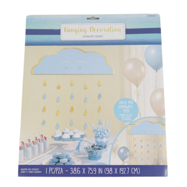 Amscan deurgordijn babyshower blauw goudkleurig 193 cm | 12 stuks
