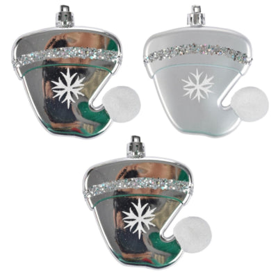 Kersthanger muts zilverkleurig 8 cm set van 3 | 24 stuks