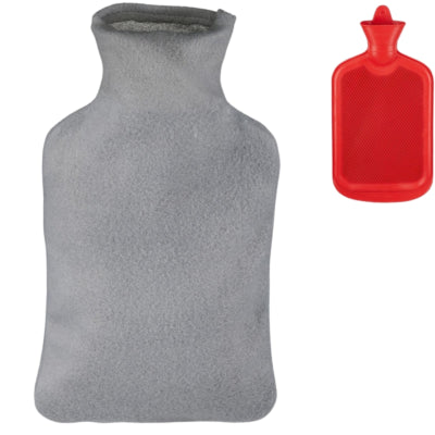 Afbeelding laden in galerijviewer, Relaxdays warmwater kruik met hoes rood grijs 1,5 l | 12 stuks
