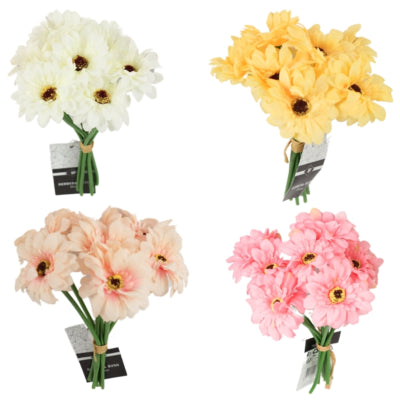 Afbeelding laden in galerijviewer, Kunstbloemen gerbera 7 bloemen 23 cm 4 assorti | 24 stuks
