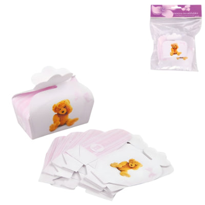 Geschenkverpakking babyshower teddybeer roze set van 5 | 24 stuks
